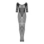 Сітчастий бодістокінг з імітацією підв’язок Obsessive Bodystocking G329 XL/XXL, black, з доступом