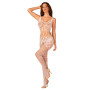 Сітчастий бодістокінг з імітацією топа та шортів Obsessive Bodystocking G330 XL/XXL, white, з доступ