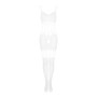 Сітчастий бодістокінг з імітацією топа та шортів Obsessive Bodystocking G330 XL/XXL, white, з доступ