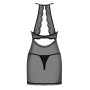 Прозора сорочка з відкритими грудьми Obsessive Pearlove chemise & thong black S/M, трусики