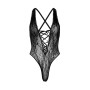 Мереживне боді Leg Avenue Floral lace thong teddy Black, шнурівка на грудях, one size