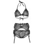 Мереживний комплект зі стразами Leg Avenue Bright Lights Rhinestone M (трусики, бра, пояс для панчіх