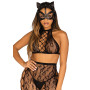 Маска кішки з екошкіри Leg Avenue Vegan leather studded cat mask Black