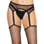 Панчохи-сітка Leg Avenue Net stockings with garter belt One size Black, пояс, підв’язки
