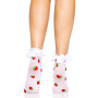 Шкарпетки жіночі з полуничним принтом Leg Avenue Strawberry ruffle top anklets One size, мереживні м