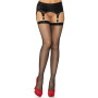 Панчохи-сітка зі швом Leg Avenue Fishnet thigh highs with bow One sice Black, декор: бантики, стрази