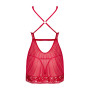 Прозора сорочка бебі-дол Obsessive Lacelove babydoll & thong XL/2XL Red, мереживо, стрінги