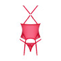 Прозорий корсет Obsessive Lacelove corset XS/S Red, мереживо, підв’язки для панчіх