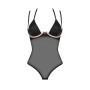 Прозоре боді Obsessive Selinne teddy XS/S Black, дрібна сітка, подвійні бретелі