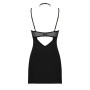 Сорочка Obsessive Selinne chemise & thong XS/S Black, стрінги, подвійні бретелі