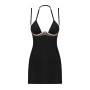 Сорочка Obsessive Selinne chemise & thong M/L Black, стрінги, подвійні бретелі