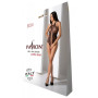 Бодістокінг з імітацією корсетної шнурівки Passion BS094 One Size, black, квітковий візерунок, з доступом