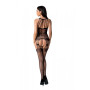 Бодістокінг з безліччю бретелей Passion BS095 One Size, black, імітація пояса та панчіх, з доступом