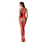 Бодістокінг з безліччю бретелей Passion BS095 One Size, red, імітація пояса та панчіх, з доступом