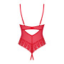 Боді з доступом Obsessive Ingridia crotchless teddy M/L, червоне, відкриті груди