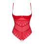 Боді з доступом Obsessive Ingridia crotchless teddy XL/2XL, червоне, відкриті груди