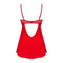 Пеньюар Obsessive Ingridia chemise & thong XS/S, червоний, сорочка, стрінги