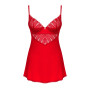 Пеньюар Obsessive Ingridia chemise & thong M/L, червоний, сорочка, стрінги