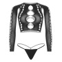 Комплект безшовної білизни Leg Avenue Long sleeve crop top & string Black, One Size, топ, стрінги
