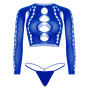 Комплект Leg Avenue Long sleeve crop top & string Royal Blue One Size, топ, стрінги