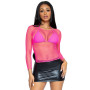 Сітчастий топ Leg Avenue Long Sleeves T-Shirts Neon Pink, One Size