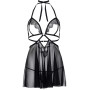 Сорочка бебі-дол з відкритими чашками Leg Avenue Lace and mesh babydoll & panty Black M, стрінги