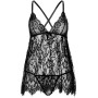 Сорочка бебі-дол Leg Avenue Floral lace babydoll & string Black M, стрінги