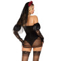 Еротичний костюм чорної нареченої Leg Avenue Heartbreak Bride XS, боді, рукави, вуаль, чокер