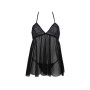 Пеньюар Passion KERRIA CHEMISE black, XXL/XXXL, мереживний верх, трусики в комплекті