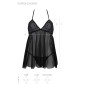 Пеньюар Passion KERRIA CHEMISE black, XXL/XXXL, мереживний верх, трусики в комплекті