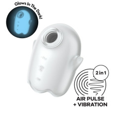 Вакуумний кліторальний стимулятор із вібрацією Satisfyer Glowing Ghost White